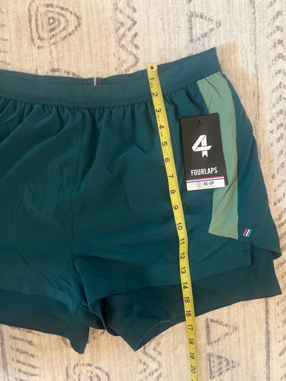 Fourlaps Women's Teal Athletic Shorts with Mint Side Panels - Picture 3 of 9